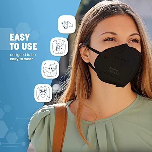 25 PCS INDIVIDUALLY WRAPPED FFP2 Masks CE Certified Dust Respirator Mask, Multiple Layered, Seal Wrapped High Filtration Particle, Non-Woven Filtering Effect Face Cover For Everyday Use  Black