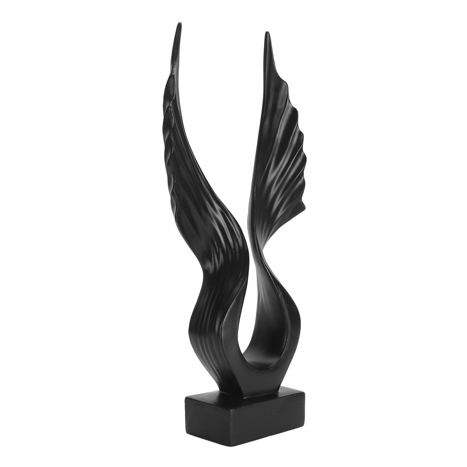Statua ornamentale da scrivania, elegante decorazione astratta a forma di ala in resina vivida per ufficio (nero)
