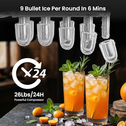 Image of Antarctic Star Ice Makers Countertop with Auto-Cleaning, 9 Bullet Ice Cubes in 6 Mins, 26lbs /Day, Portable Ice Machine with Handle, Basket and Scoop for Home, Kitchen, Office, Party