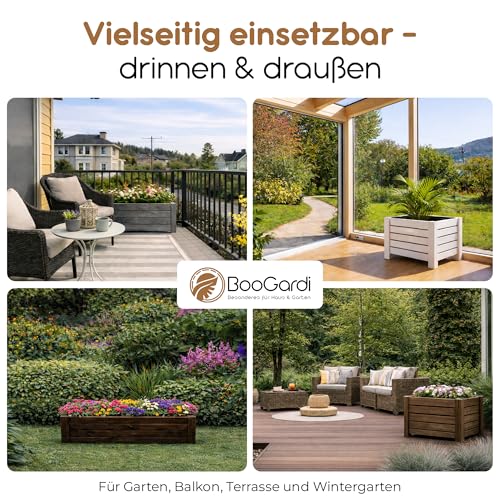 BooGardi Pflanzkasten Holz mit Vlies · 2 Größen & 4 Farben · Blumenkasten Balkon 79x39x30cm Dunkelbraun · Pflanzkübel groß außen rechteckig… – Ansicht 3