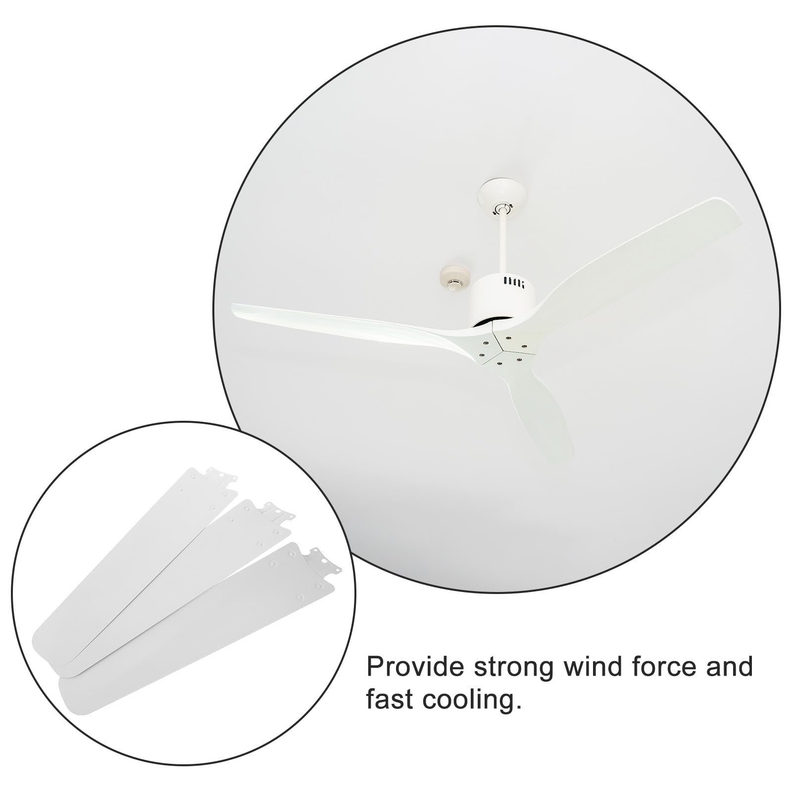 ifundom Pale di Ricambio per Ventilatore da Soffitto, Ferro Bianco, 3 Pezzi, Design Elegante per Casa e Ufficio