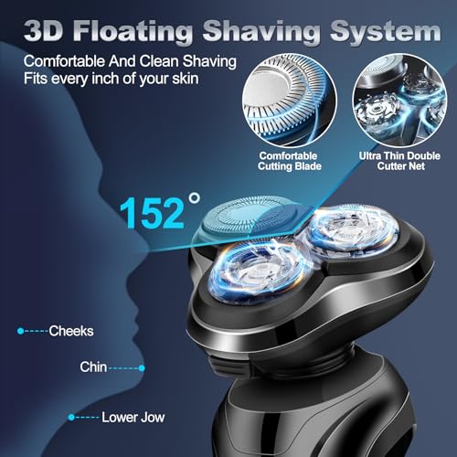 Image of Electric Razor for Men, Men's Rotary Shavers, Waterproof, Wet and Dry Rechargeable Electric Shaver for Men's Faces with a Cordless and Floating Head,Portable Travel Razor,an Ideal Gift for Men