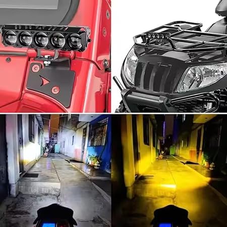 Image of 3 LED Super Bright Fog Light for Bike & Car, 40W Auxiliary Driving Lamp, 12V-80V Universal Waterproof fog lamp, 5 Modes (W, Y, R, Flasher), LED Spotlight with Mount Bracket - (Pack of 2)