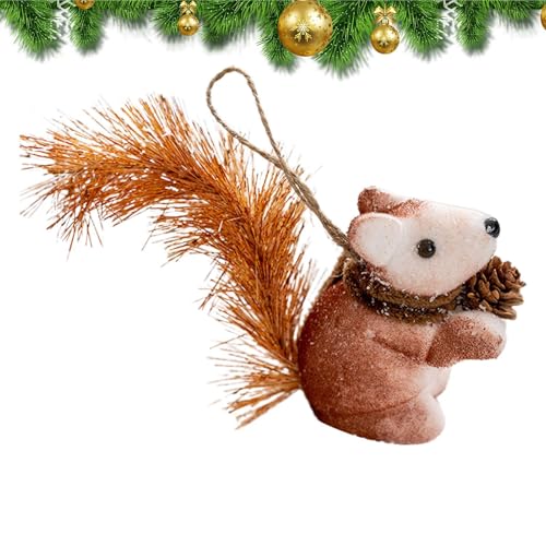 Adorno de Navidad de ardilla | Ardilla mullida con piña de pino, bonito colgante de animales, adorno navideño para los amantes de las ardillas, decoración del hogar