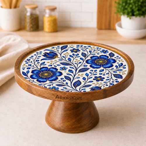 Wooden Cake Stand for Birthday and Anniversary, Round Cake Displa...