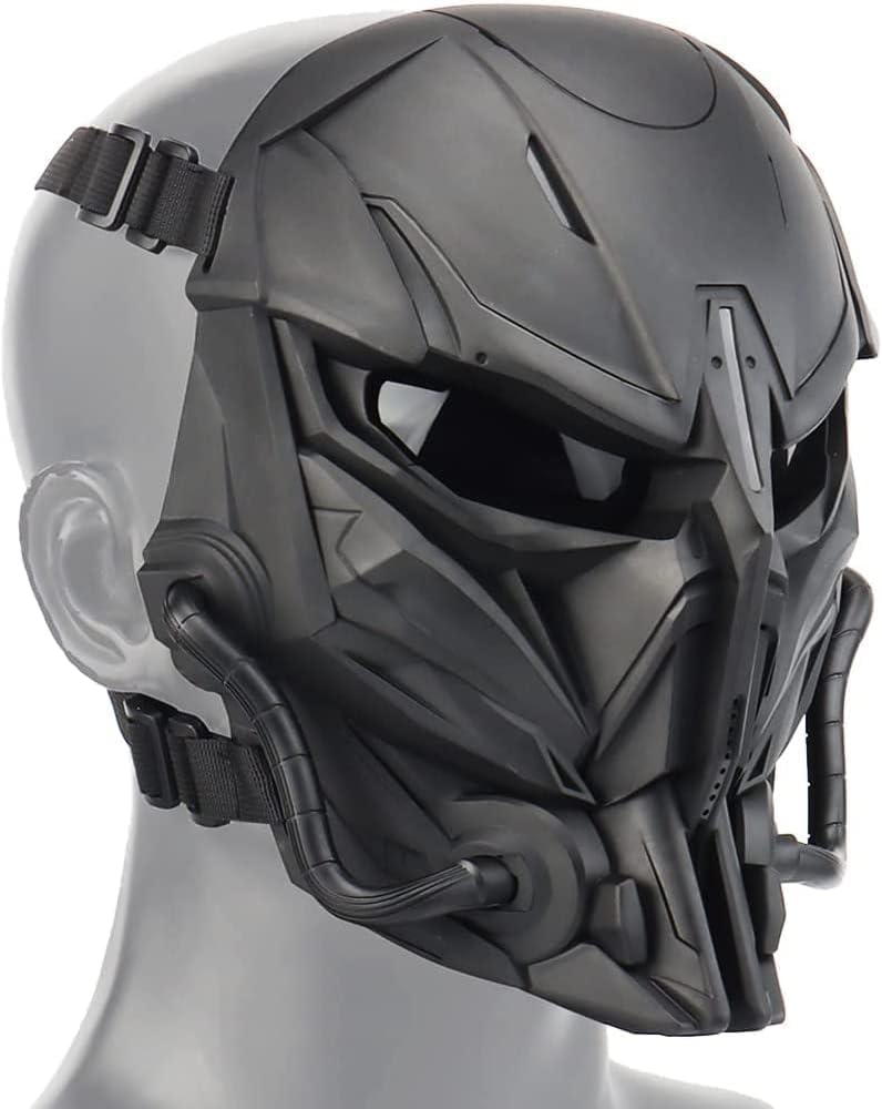 Tactical Mask Balaclava Mask Full face Protection Transparent Goggles Adjustable Skull Mask ,for Halloween Role Playing