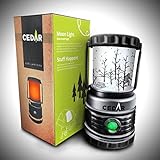 CEDAR® 3-Mode LED Camping Lantern - White Red Light SOS Signal - 30-Day Low Power Mode - Super Bright 300 Lumens - Water Resistant - Aluminum Carabiner - Backpacking - Hiking - Emergencies