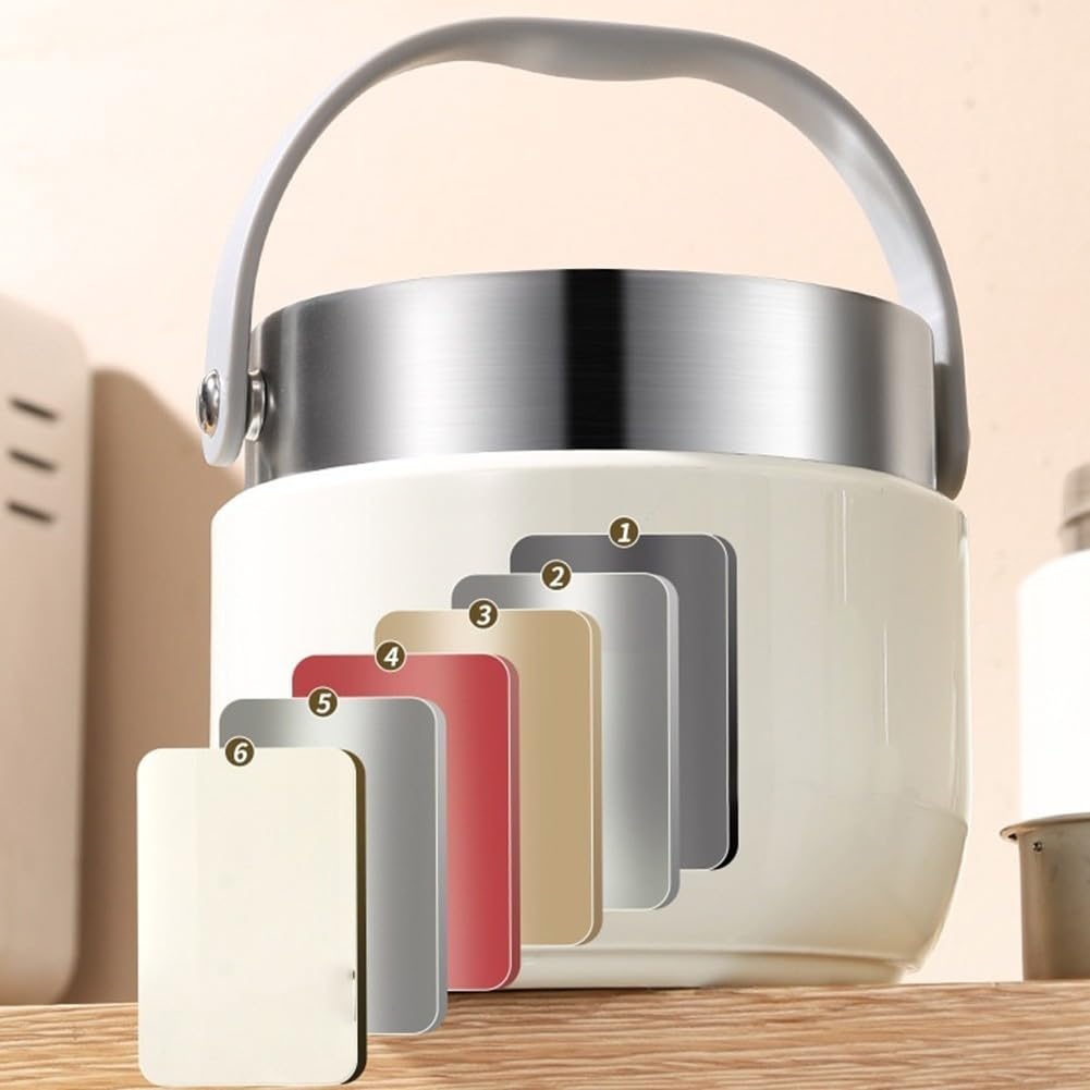 Vakuumisolierter Thermobehälter für Lebensmittel, 1500 ml, mit auslaufsicherem Deckel und faltbarem Löffel für bequemen Gebrauch (B)