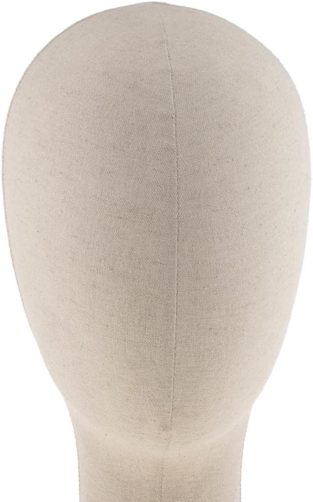 Homyl Canvas Block Head Set for Wig Display, Making and Styling, Head Freestanding Hat Display Headband Scarf Holder