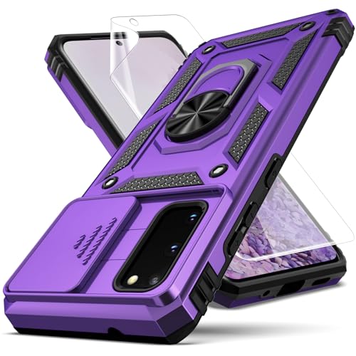 for Samsung Galaxy S20 Case,Galaxy S20 Case with Slide Camera Cover HD Screen Protector,[Camera Protection] [Magnetic Rotate Kickstand] Military Grade Shockproof Heavy Duty Protective Cover (Purple) by YZOK - Used condition - US$5.94