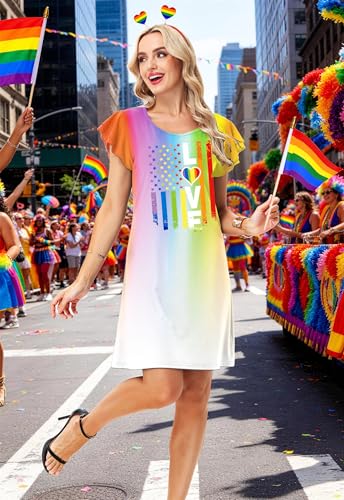 Image of AOBUTE Womens 4th of July Dress American Flag Party Dresses USA Parade Mini Dress