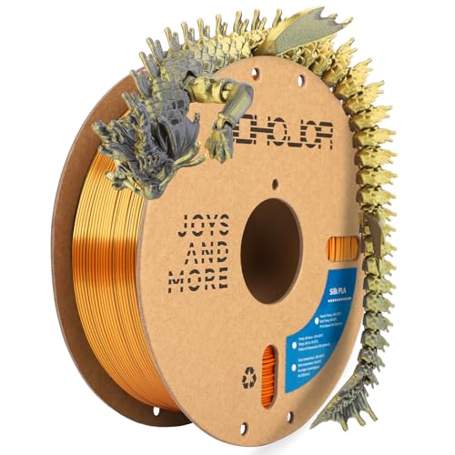 Image of 3DHoJor Silk PLA Filament 1.75mm Black Gold Dual Color PLA 3D Printer Filament 2 in 1 Coextrusion 1KG Spool(2.2lbs) 3D Printing Filament Dimensional Accuracy + /- 0.03mm Fits for Most FDM 3D Printers