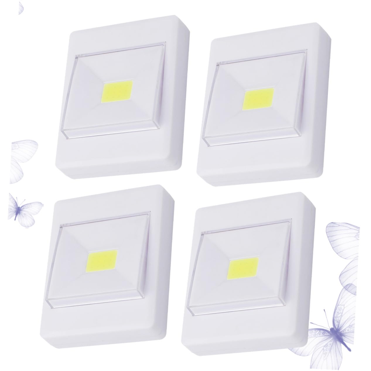 4 Pezzi Luci LED Cob da Montare per Interni, Lampade Armadio Design Autoadesivo, Cura Visiva, Plastica Bianca, per Scale e Corridoi