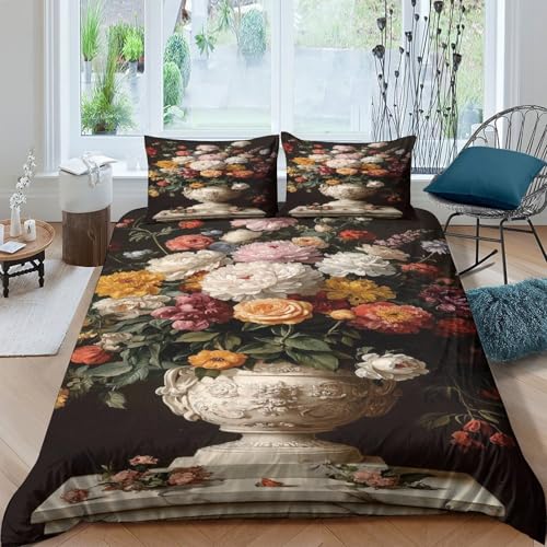 Composition florale 3D imprimé drap de couette 3 pièces microfibre 220x240cm - 4