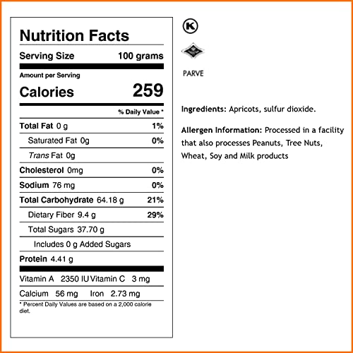 Oh! Nuts Dried California Apricots - 1 Lb Bulk | Fresh Dehydrated Natural Apricots, Sundried Unsweetened Dried Fruit For Snacking & Baking Healthy Snack | No Sugar Added, Non-Gmo, Gluten-Free #TOP2