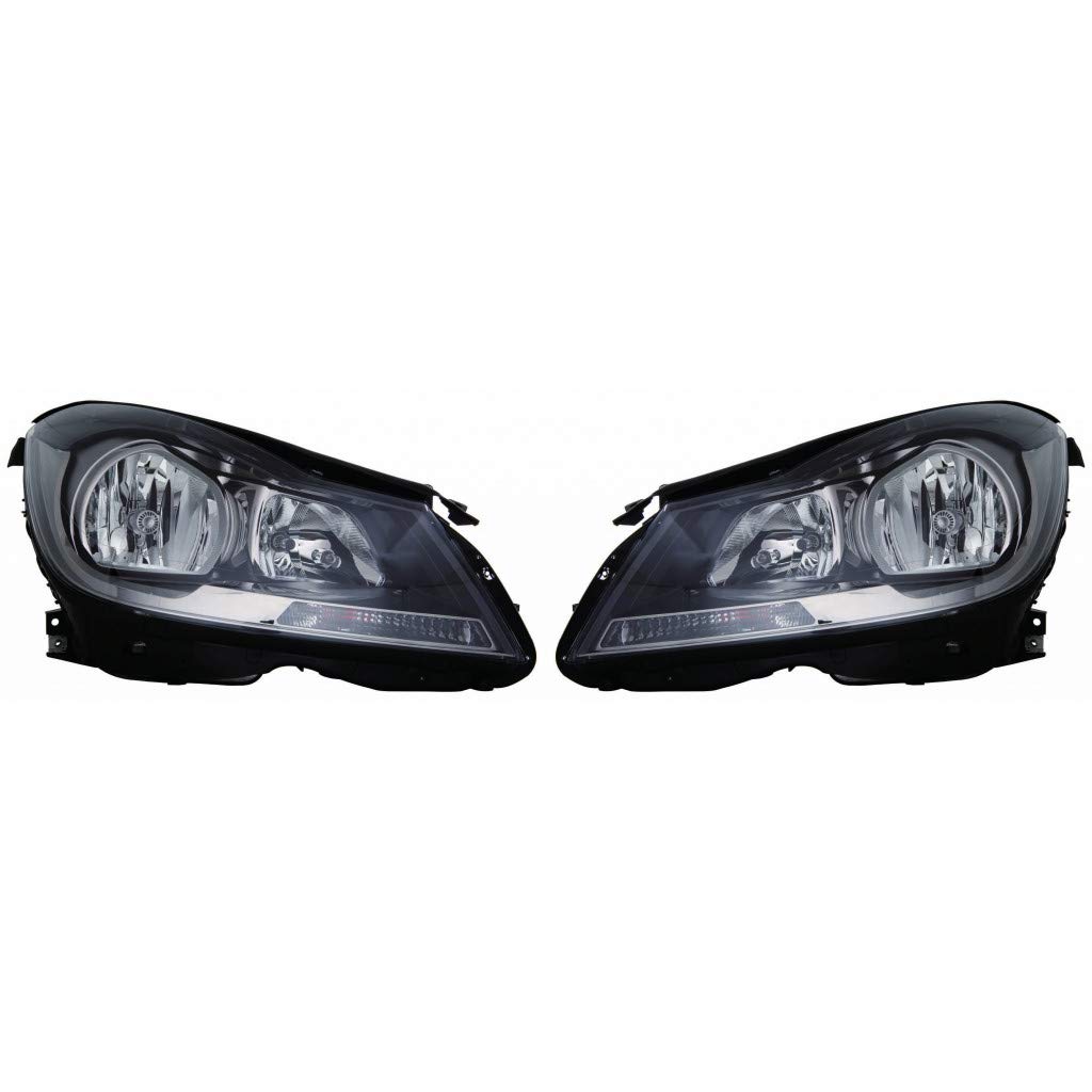 For Mercedes-Benz C250 / C350 / C63 AMG Headlight Assembly 2012 13 14 2015 Pair Driver and Passenger