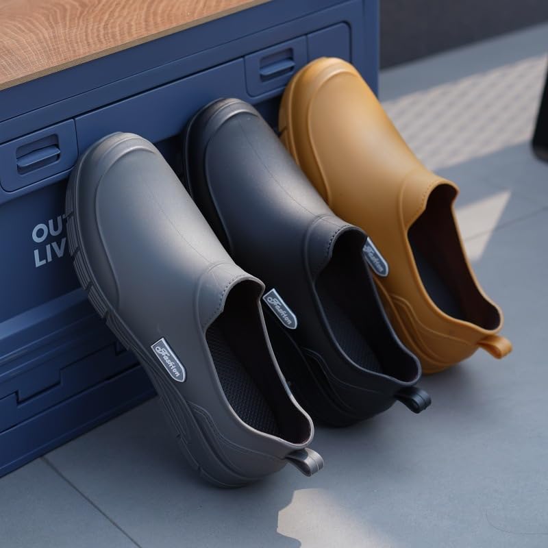 Men's anti-slip and wear-resistant work chef shoes, rain boots, short style