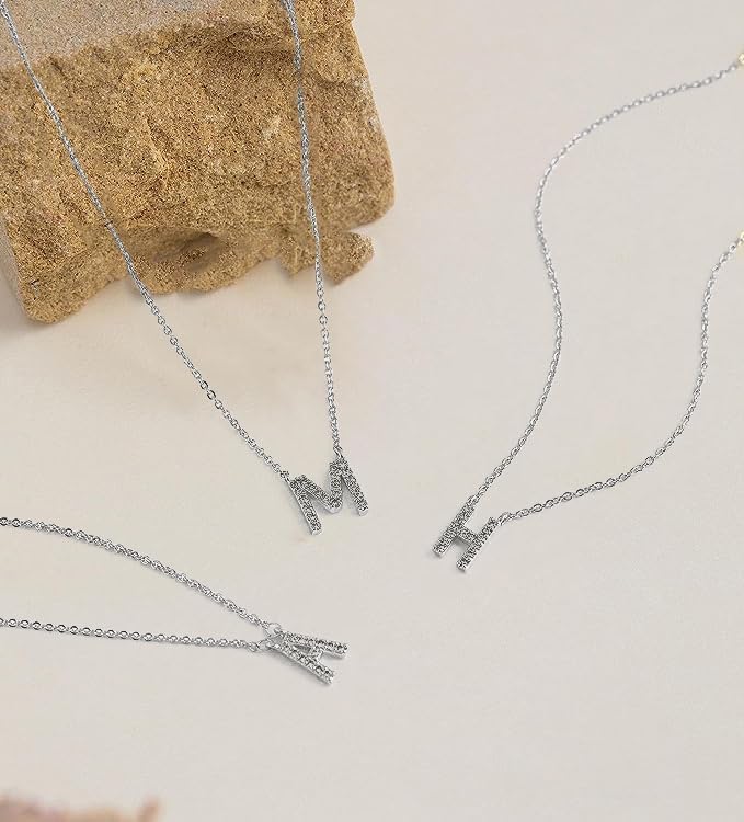 Initial Necklaces for Women, Dainty Silver Letter Necklace Sterling Silver Personalized CZ Initial Necklace Cute Monogram Name Necklace Simple Silver Necklace for Women Trendy Silver Jewelry - Image 6