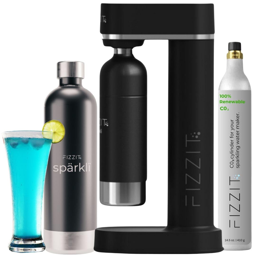 Black Stainless Steel Sparkling Water Maker, FIZZIT Signature Set