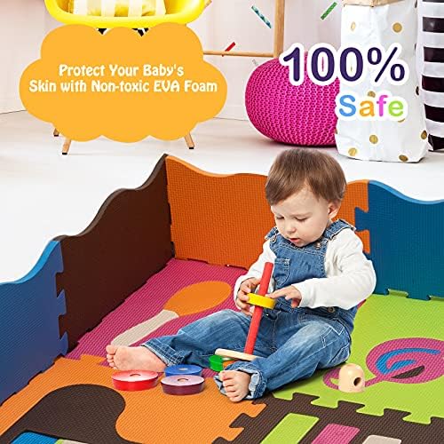COSTWAY Baby Play Mat, Soft Foam Interlocking Tiles Jigsaw Mats with Borders, Detachable Instruments and Numbers, Floor Cushion Puzzle Playmat for Infants Toddler (125pcs)