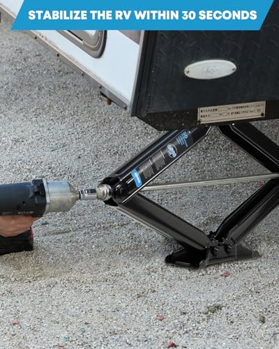 Image of Kohree 6500lbs Heavy Duty RV Stabilizer Jacks 30 Inch, Leveling Scissor Jack for Large Travel Trailer Camper, with Crank Handle and Drill Socket, 2 Pack