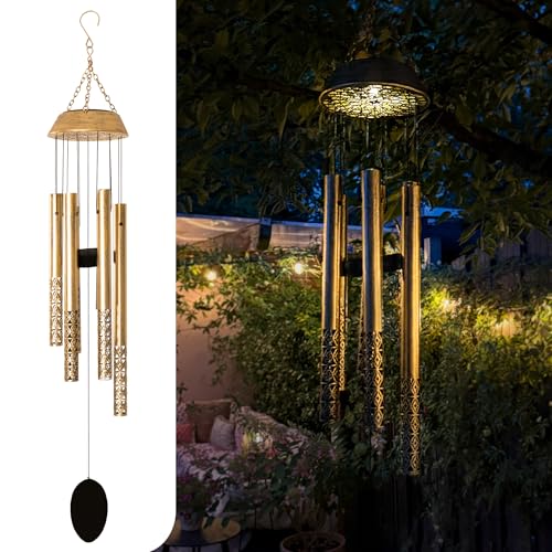 Gadgy Carillon Solaire - Carillons à Suspendre Extérieur - Lanterne Solaire avec Tubes Sonores - Décoration Jardin Résistant aux Intempéries