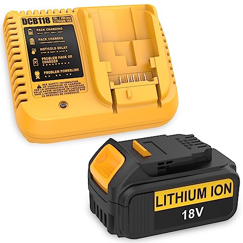 2pcs 5000mAh Replacement For Dewalt 18V Battery + 1pc 10.8