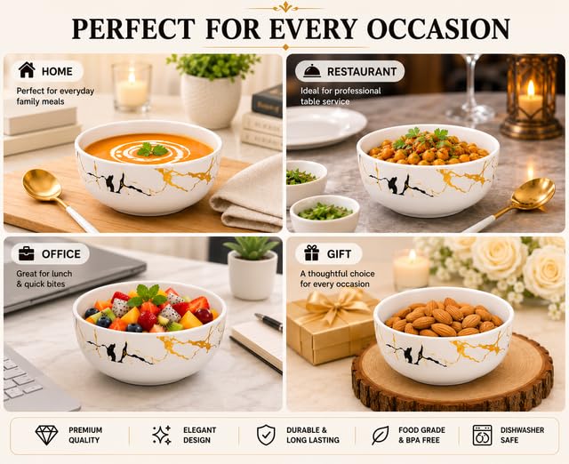 Image of Ariya 4.5 Inch Melamine Greek Bowls Black Gold Harmony Collection Set of 3