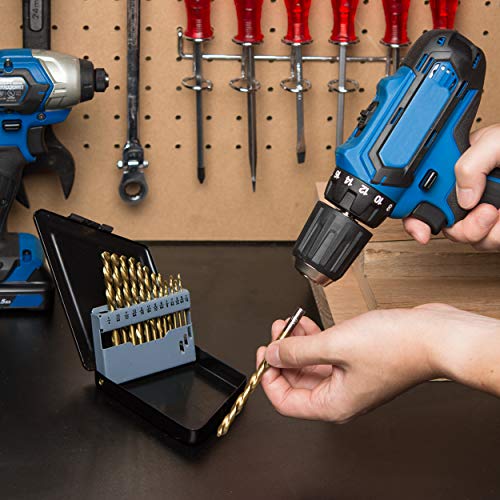 Neiko 10038A Left-Hand Drill-Bit Set, High-Speed Steel Drills With Titanium Nitride Coating, Reverse-Twist Drill Bits, Sae Sizes, 13-Piece Set #TOP5