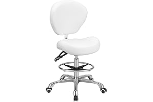 Kaleurrier Spa Stool for Esthetician Adjustable Height Drafting Stool with Backrest & Footrest