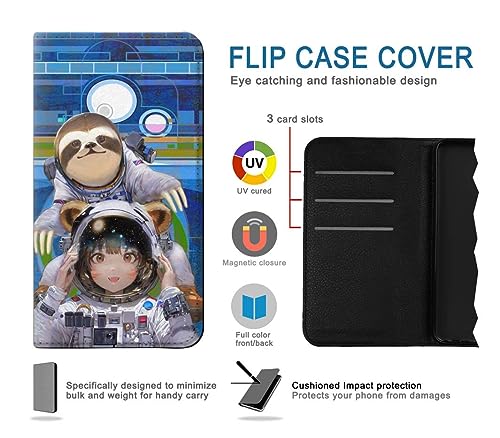 Funda Galaxy Z Fold 6 de mapache astronauta tipo libro con soporte 3