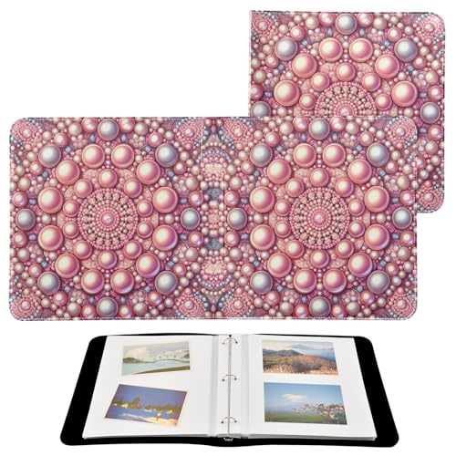 Álbum de fotos adhesivo DIY scrapbook álbum con perlas y diseño caleidoscópico, encuadernador de 3 anillos, 40 páginas, 8x10 para recuerdos miniatura 2