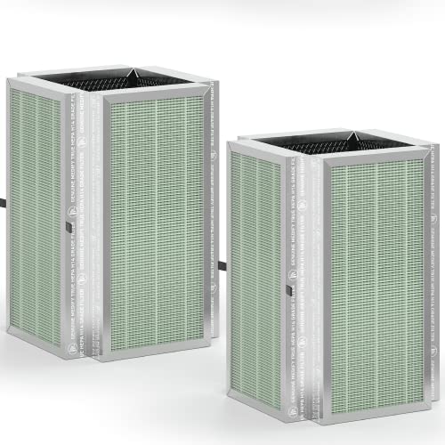 Medify MA-50 Genuine Replacement Filter for Allergens, Smoke, Wildfires, Dust, Odors, Pollen, Pet Dander | 3 in 1 with Pre-filter, True HEPA H13 and Activated Carbon for 99.9% Removal | 2-Pack