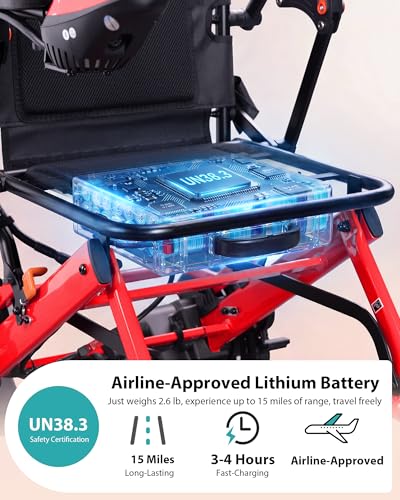 Image of 37 lb Lightweight Electric Wheelchair, Electric Wheelchairs for Adults Foldable with Headrest, 15 Miles Range Motorized Wheelchair for Seniors, All Terrain Portable Power Wheelchair, 330 lb Capacity
