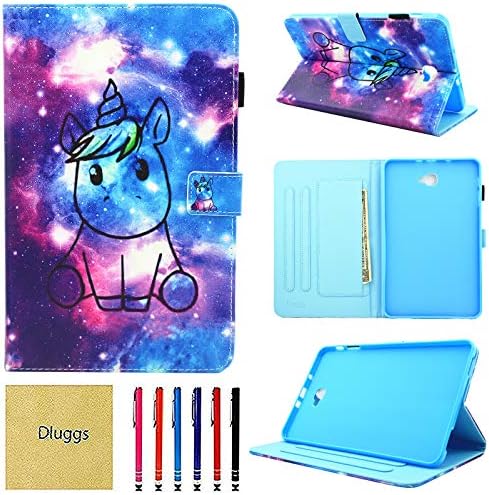 Samsung Galaxy Tab A 10.1 Case 2016, Dluggs Multi-Angle Viewing PU Leather Folio Stand Wallet Cover with Auto Wake/Sleep for Galaxy Tab A 10.1" Tablet Model SM-T580/T585/T587, Space Unicorn