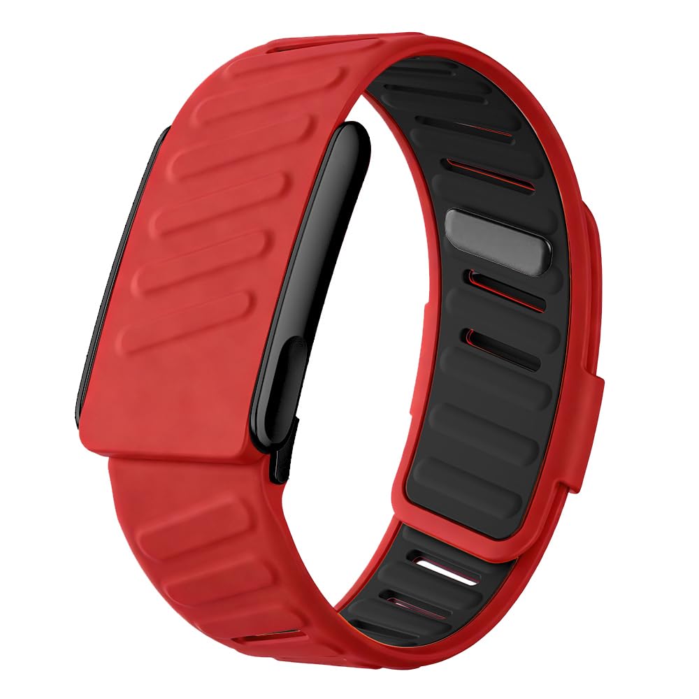 VeveXiao Rugged Comfort Silicone Wristband Compatible with WHOOP 5 | Whoop MG Bands, Durable Soft Silicone Sports Loop Strap for Men Women with Metal Frame Connector (Red Black, Whoop 5.0 One/Peak)