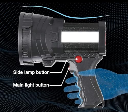 BIGSUN Rechargeable Spotlight, High Lumens 1000,000 LED Flashlight with Multi-Purpose Floodlamp, Built-in 10800mAh Battery Pack, Outdoor Handheld spot Light, for Farm, Hunting,Camping, Car, Boat - Image 5