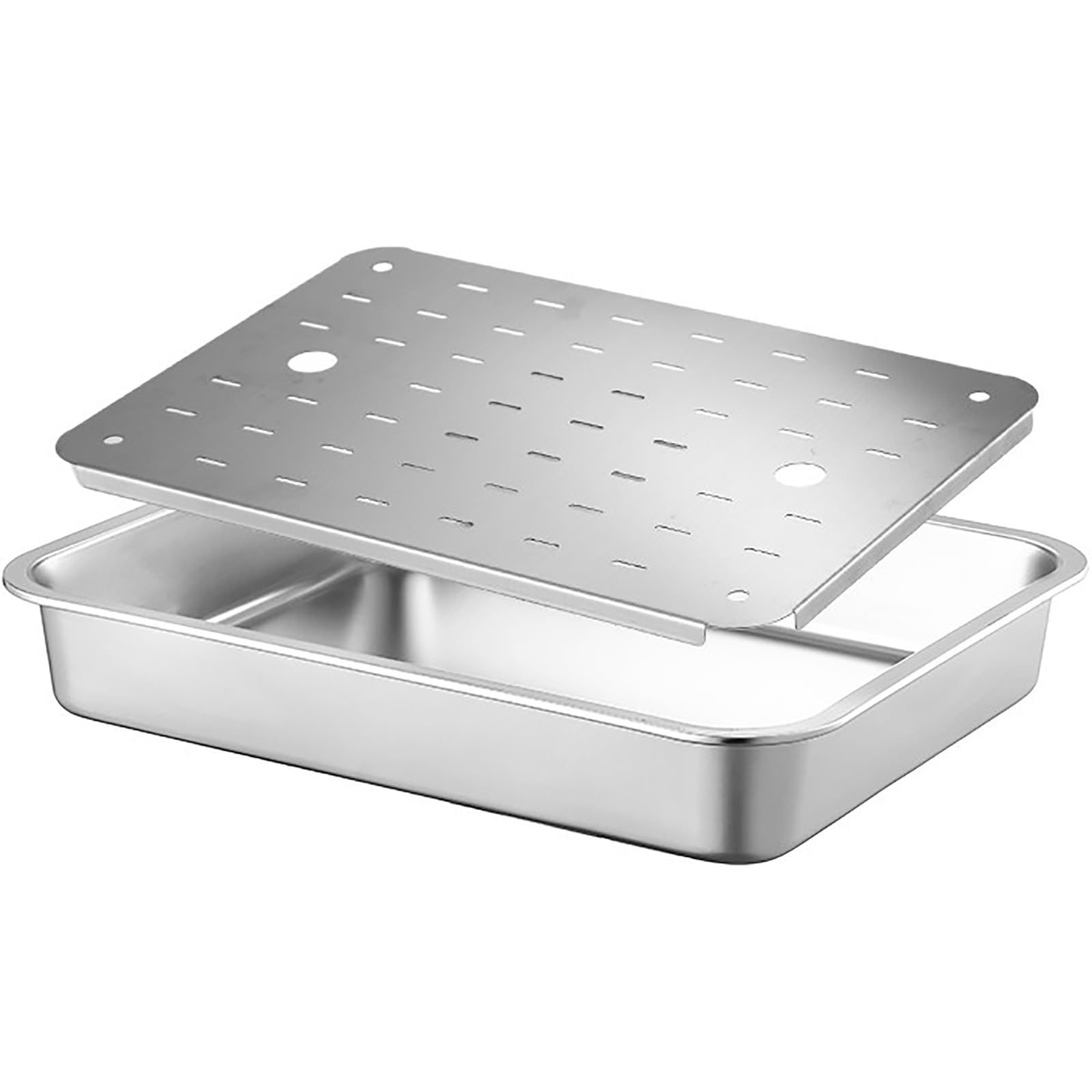 Bandeja Horno Acero Inoxidable 304 con Rejilla de Drenaje, Bandeja para Hornear para Escurrir Agua y Aceite, Ideal para Uso Doméstico y Comercial(45x35x4.8cm/18x14x2in)