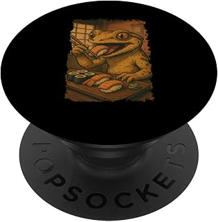 Gecko Eats Sushi Japanese Vintage PopSockets Adhesive PopGrip