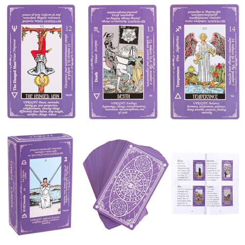 Image of Pink Tarot Cards for Beginners with Meaning on Them, 78 Classic Original Tarot Deck Cards with Guide Book