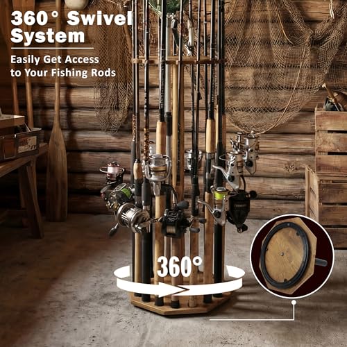 Image of Rush Creek Creations 16-Rod Round Fishing Rod Holder for Garage, Tackle Box