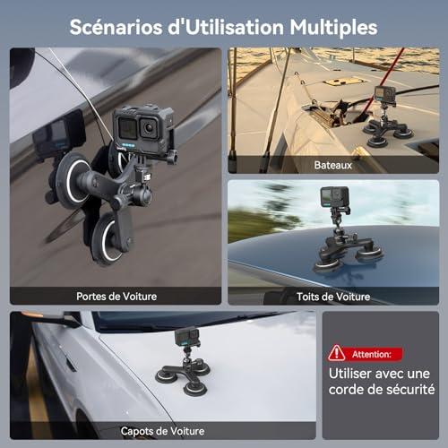 Support triple ventouse SmallRig 4468 haute résistance GoPro