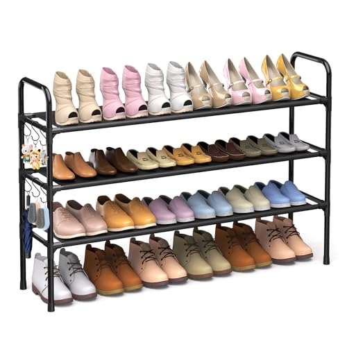 Image of 3-Tier Long Shoe Rack, Holds 18 Pairs​-Space Saving Shelves Organizer for Closet, Metal Shoe Rack for Entryway Hallway Apartment Garage, Easy Assembly No-Tool Needed