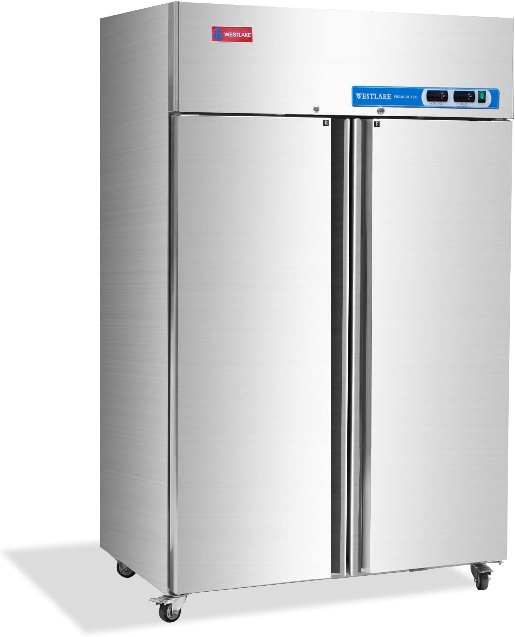 WESTLAKE Commercial Refrigerator and Freezer Combo 48"W 2 door 2 Section Stainless Steel Reach in Solid door Fan Cooling 36 Cu.ft Refrigerator and Freezer Combo for Restuarant, Bar, Shop, etc
