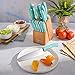 Oster Evansville 14 Piece Stainless Steel Cutting Kitchen Knife Cutlery Set with Wooden Block Holder and Knife Sharpener, Turquoise