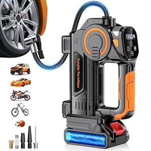 Tire Inflator Portable Air Compressor – Air Compressor for Car Tires 160 PSI, Rechargeable 21V Battery Powered Air Pump, Smart Bike Tire Pump with Pressure Gauge Screen, for SUV, Car, Motorcycle, Ball