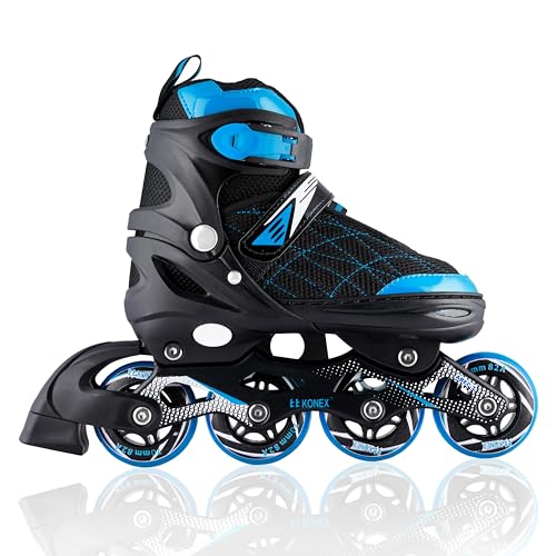 Image of Konex 4 Wheel Inline Skates for Kids | Adjustable PU Wheels & Durable | Trusty - Size M (32-34) Blue