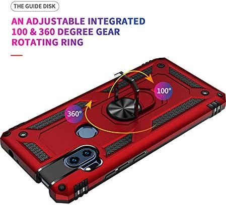 Miniatura 7 de YaHan Funda híbrida para Motorola Moto One Hyper con anillo giratorio de 360 grados, resistente, de doble capa, a prueba de golpes, con protector de