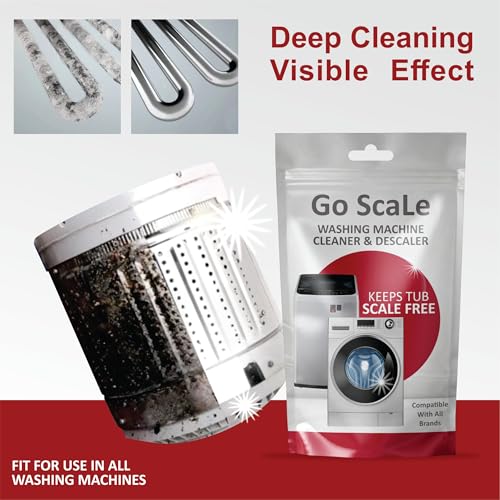 Image of Go ScaLe Washing Machine Cleaner & Descaling Powder, Descaler for top load and front load | Washing Machine Drum Cleaner & Tub Cleaner | Washing Machine Descaling Powder- 100 gm X 4 Pack