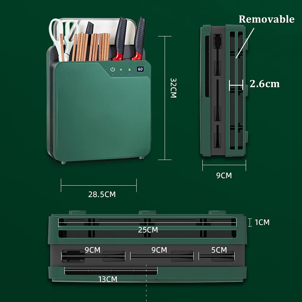 Bloque de cuchillos universal, rejilla para tablas de cortar, esterilización UV, secado, soporte para cubiertos, soporte inteligente para cuchillos, caja de desinfección para tablas de cortar